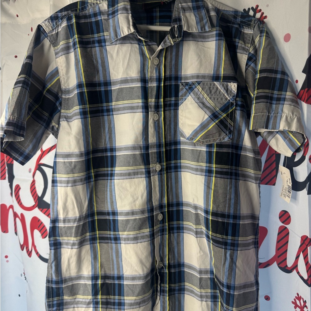 Kids Casual‎ Blue Plaid Button-Down Shirt/Largue 14-16